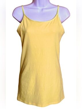 Yellow Long Stretch Camisole Tank Top Spaghetti Straps Juniors L Summer Festival